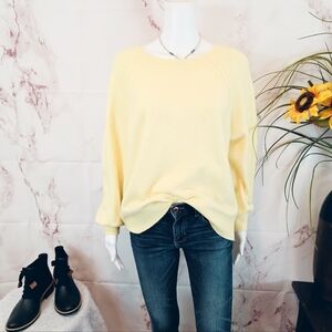 Vince Camuto Yellow Sweater Soft Knit Raglan Sleeve Spring Pullover